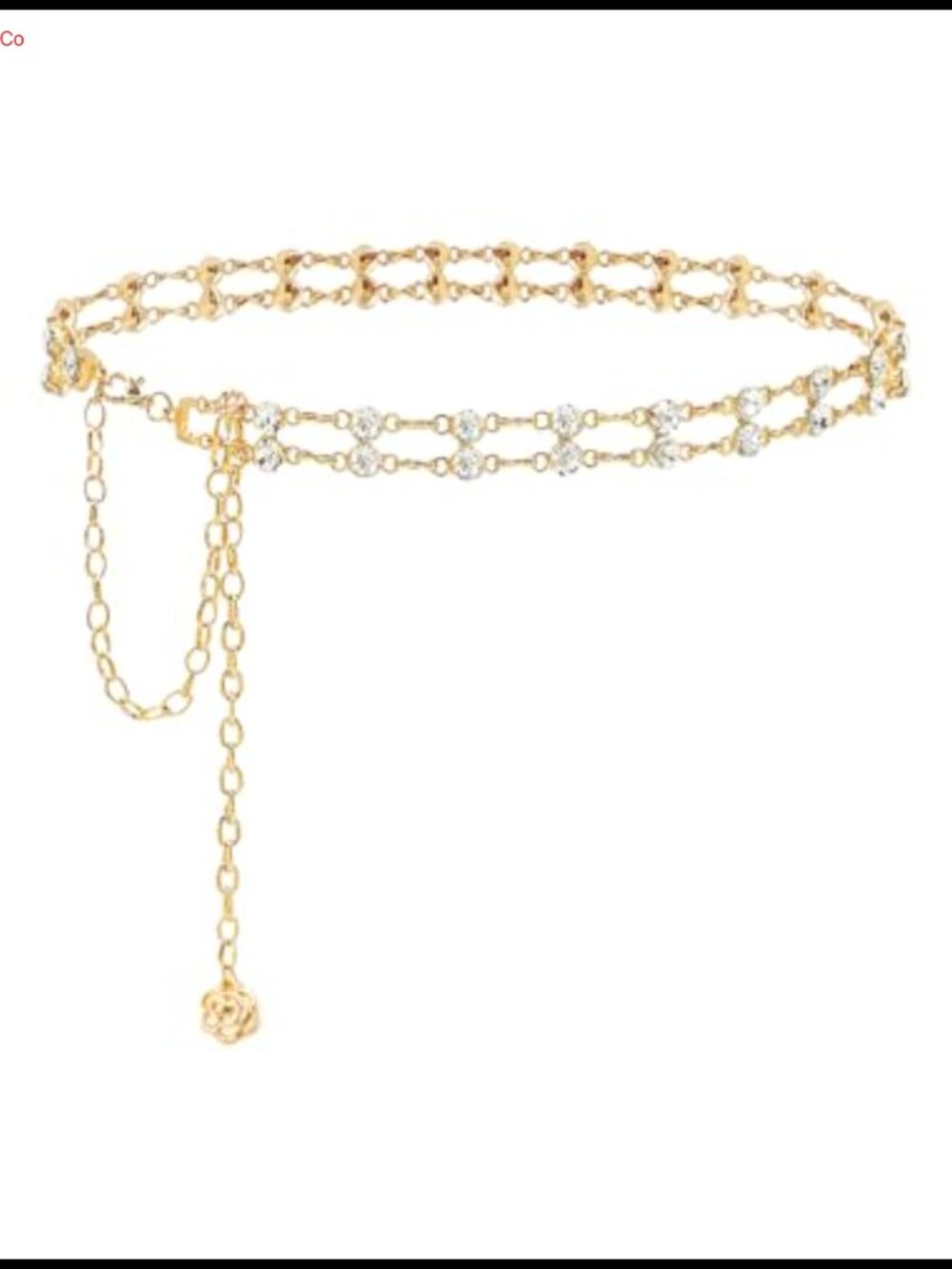 Rhinestone Crystal Waist Belt Adjustable Metal Chain for Dress